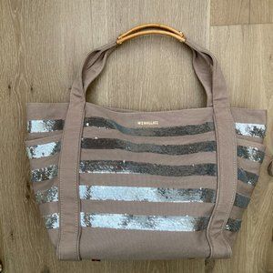 MZ Wallace Khaki Textile & Silver Sequin Tote